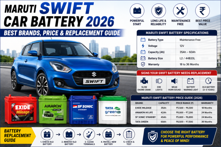 Maruti Swift Car Battery 2026: Best Brands, Price & Replacement Guide