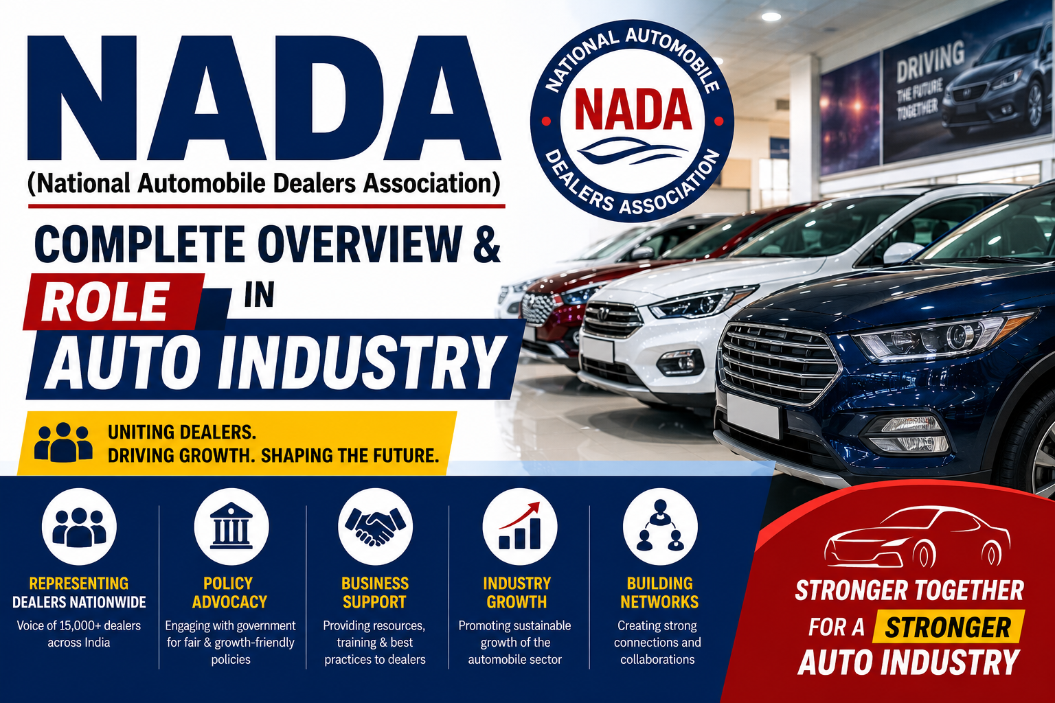 The National Automobile Dealers Association (NADA) supports automobile dealerships, automotive retailers, vehicle sales professionals, and industry growth through dealer advocacy and business resources.