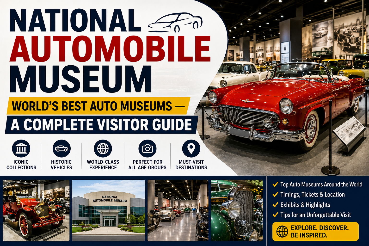 The National Automobile Museum showcases vintage cars, classic automobiles, rare vehicle collections, automotive history exhibits, and iconic automobiles from different eras.
