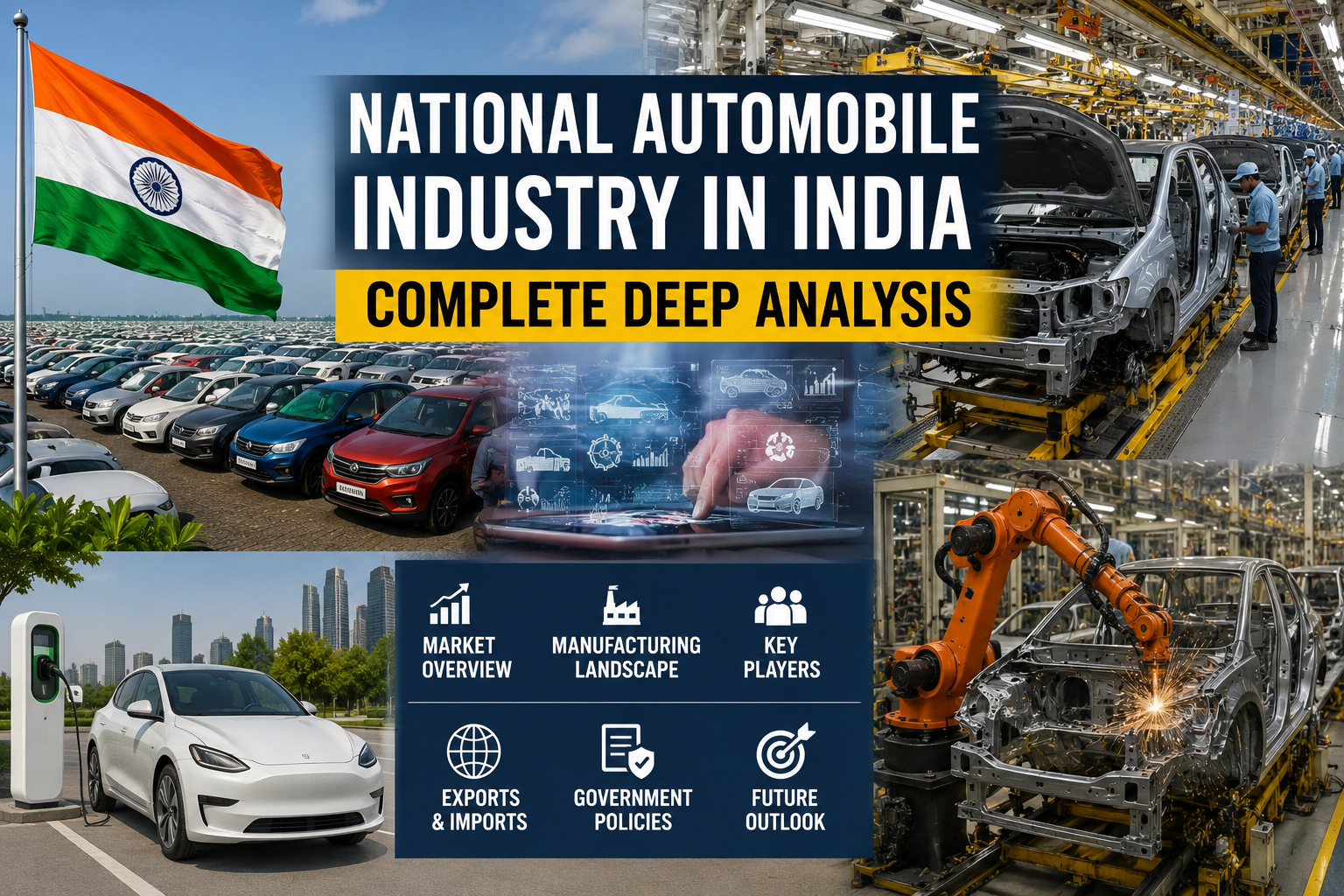 The national automobile industry in India showcases vehicle manufacturing, automotive production facilities, exports, innovation, and industry growth trends.