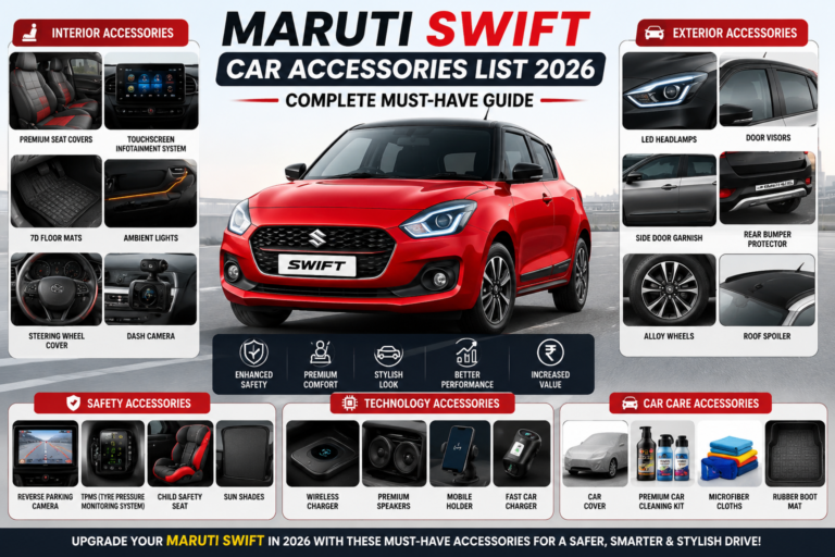 Maruti Swift Car Accessories List 2026: Complete Must-Have Guide